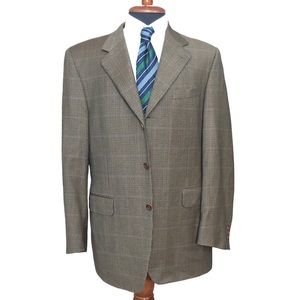 canali proposta blazer jacket 40r wool 3 button dual vent houndstooth brown